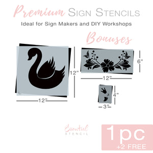 "Swan Princess" Sign Stencil (1pc) + Bonus-Summer-Essential Stencil