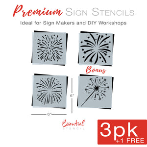 Fireworks Mini Sign Stencil (3pk) + Bonus-Summer-Essential Stencil