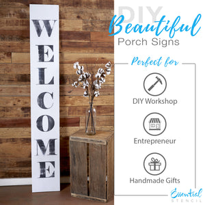 Reusable Farmhouse sign stencils for painting on wood, 5ft foot vertical welcome porch sign stencil, DIY Farmhouse decor