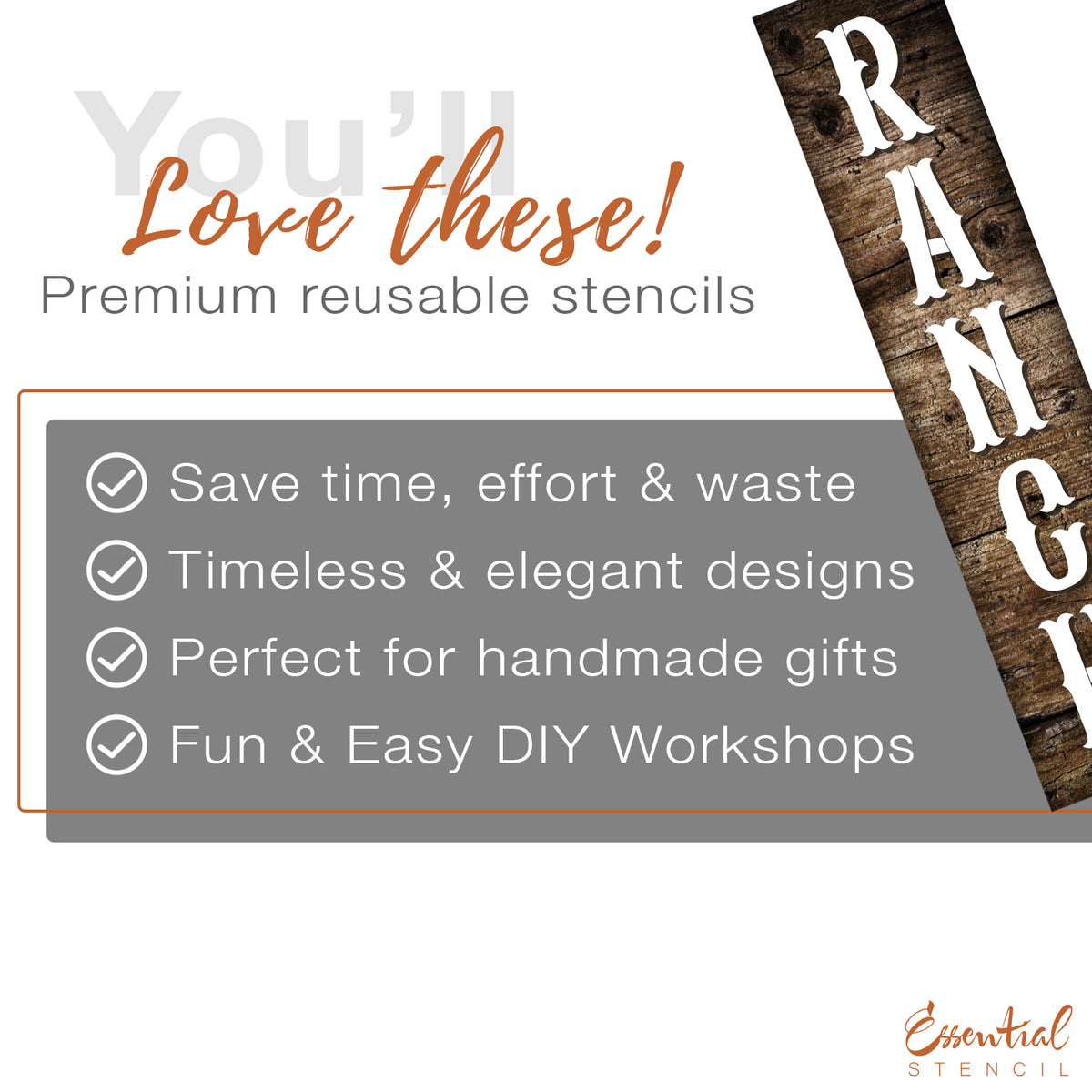 6 inch Western Letter Stencils-Alphabet-Essential Stencil