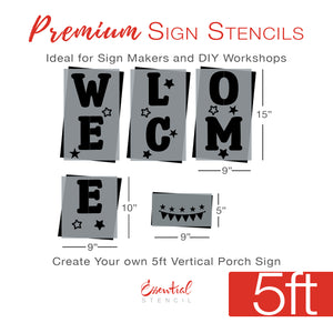 5ft Vertical Patriotic Welcome Stencil-Summer-Essential Stencil