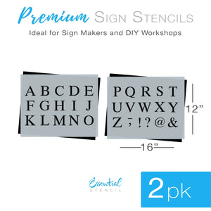 Reusable diy 2 inch alphabet set stencils, Roman Serif letter stencils