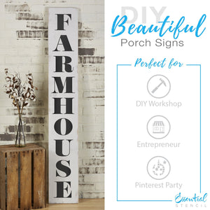 Reusable 5 Alphabet Letter Stencils | DIY Vertical Farmhouse Porch Signs