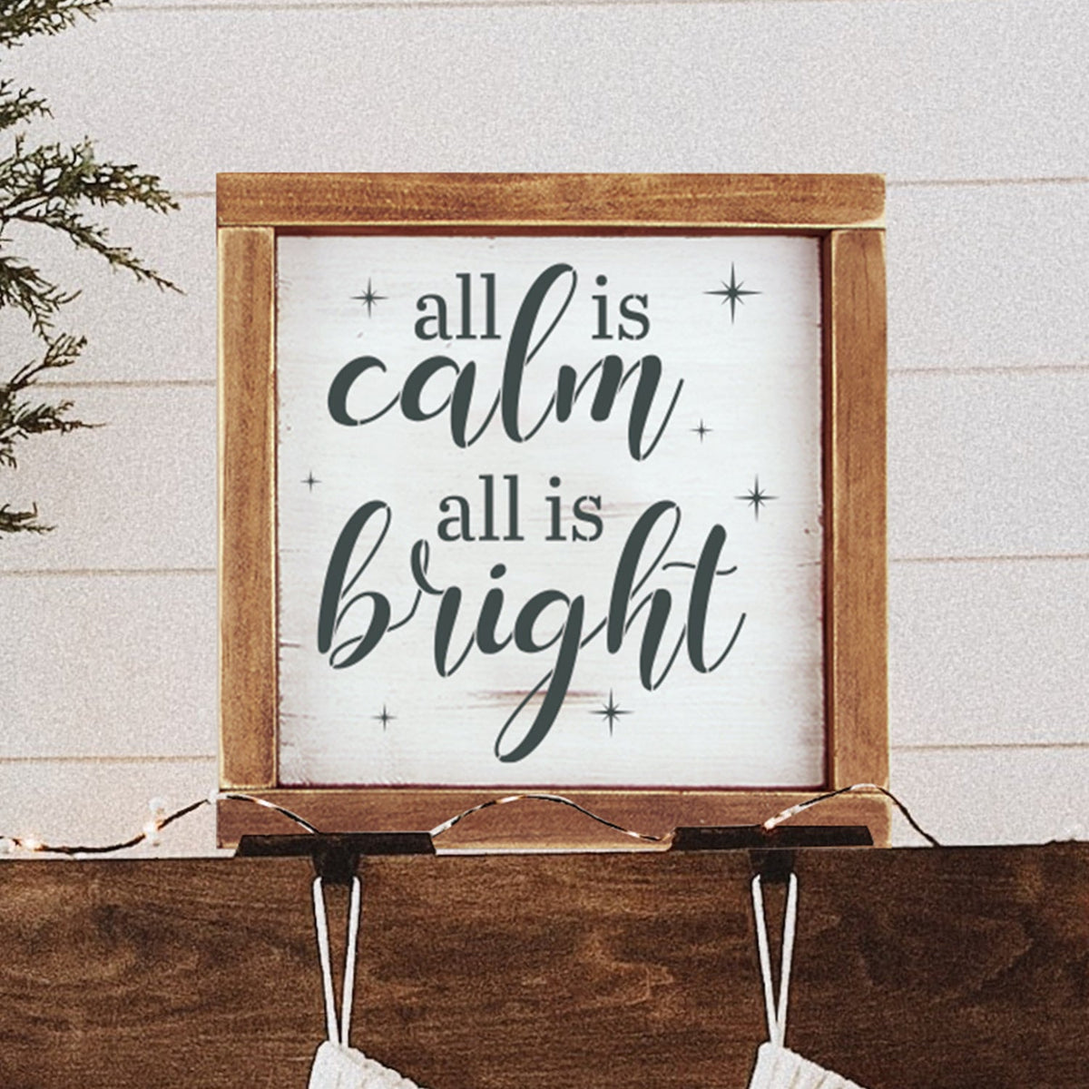 diy reusable farmhouse Christmas wood sign stencils, O' come all ye faithful wood sign stencil, all is calm all is bright wood sign stencil, O' Christmas tree with tree silhouette wood sign stencil