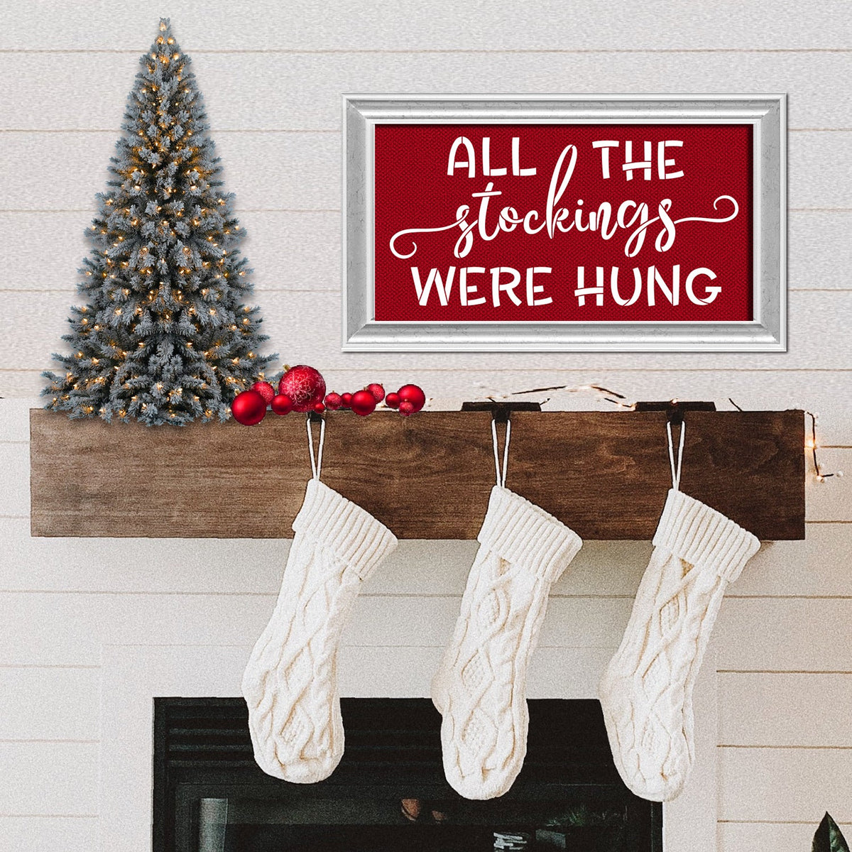 DIY reusable Christmas stencils for painting wood signs, all the stockings were hung stencil, hanging stockings stencils, stocking silhouette