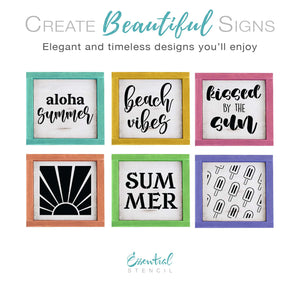 Diy wood summer signs for tiered tray decor, aloha summer stencil, beach vides stencil, kissed by the sun stencil, sun rays, popsicle stencil