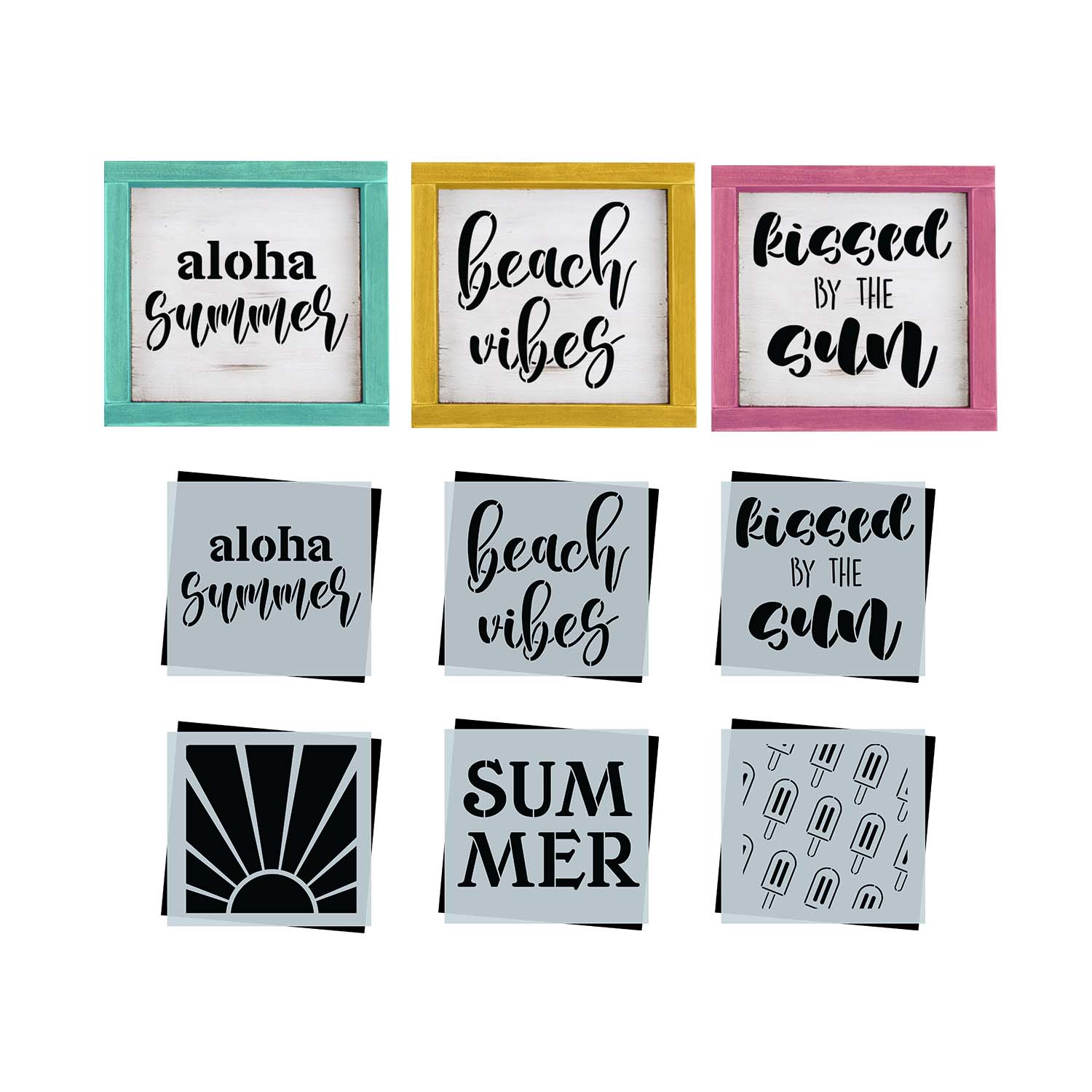 Reusable Mini Stencils, Aloha Summer Set (6 Pack)