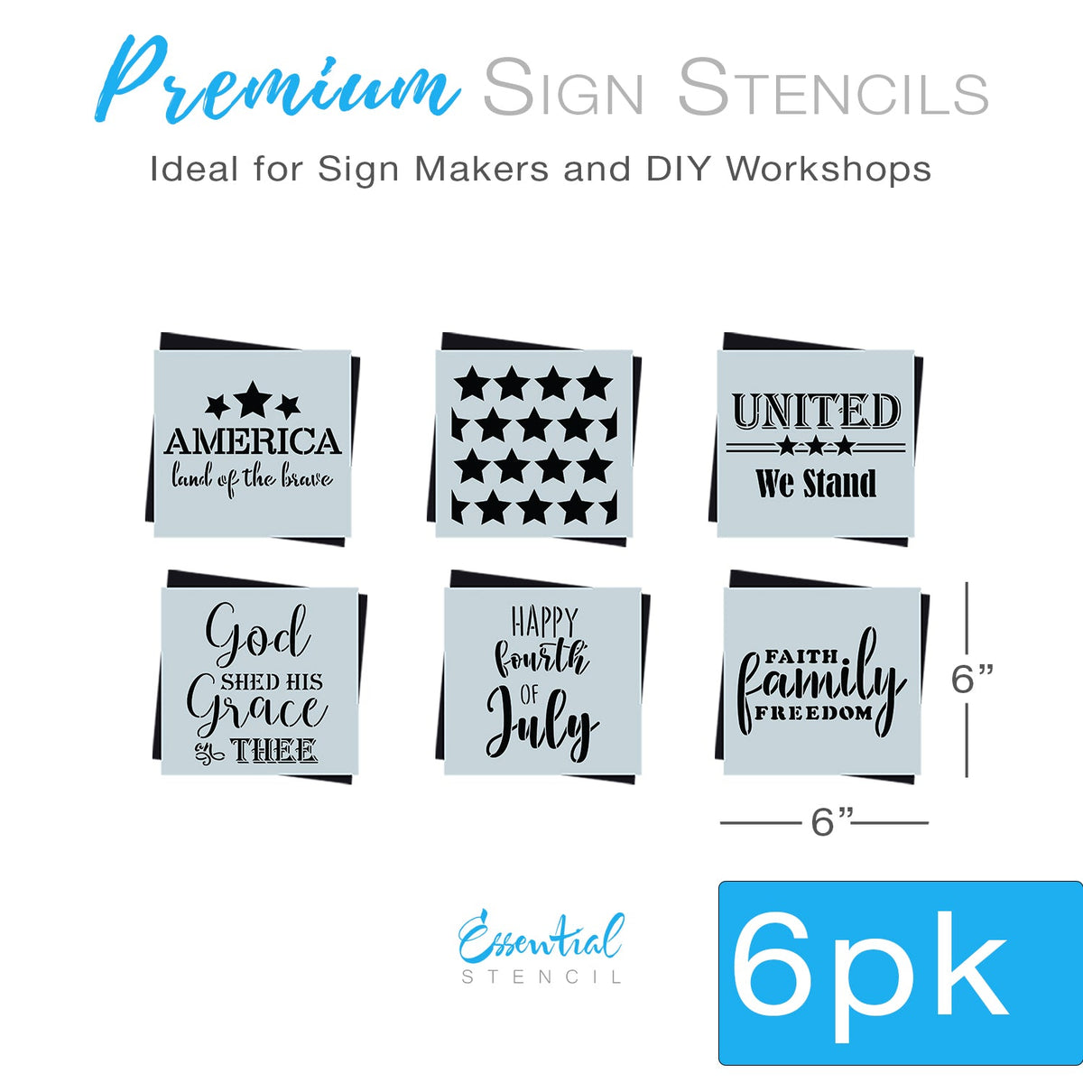 DIY reusable Patriotic mini wood sign stencils, Fourth of July tiered tray sign stencils, fourth of july diy craft ideas for kids, America land of the brave mini wood sign stencil, god shed his grace on thee mini wood sign stencil, happy fourth of july mini sign stencil, united we stand mini sign stencil, faith family freedom mini sign stencil, American flag stars mini wood sign, Veteran gift ideas