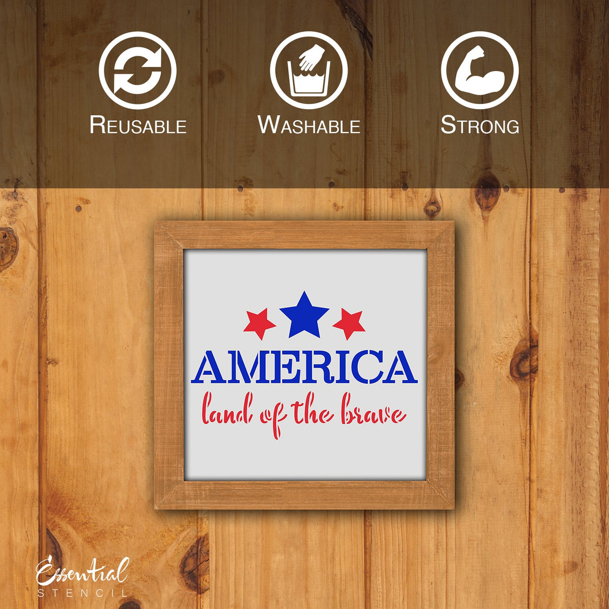 DIY reusable Patriotic mini wood sign stencils, Fourth of July tiered tray sign stencils, fourth of july diy craft ideas for kids, America land of the brave mini wood sign stencil, god shed his grace on thee mini wood sign stencil, happy fourth of july mini sign stencil, united we stand mini sign stencil, faith family freedom mini sign stencil, American flag stars mini wood sign, Veteran gift ideas