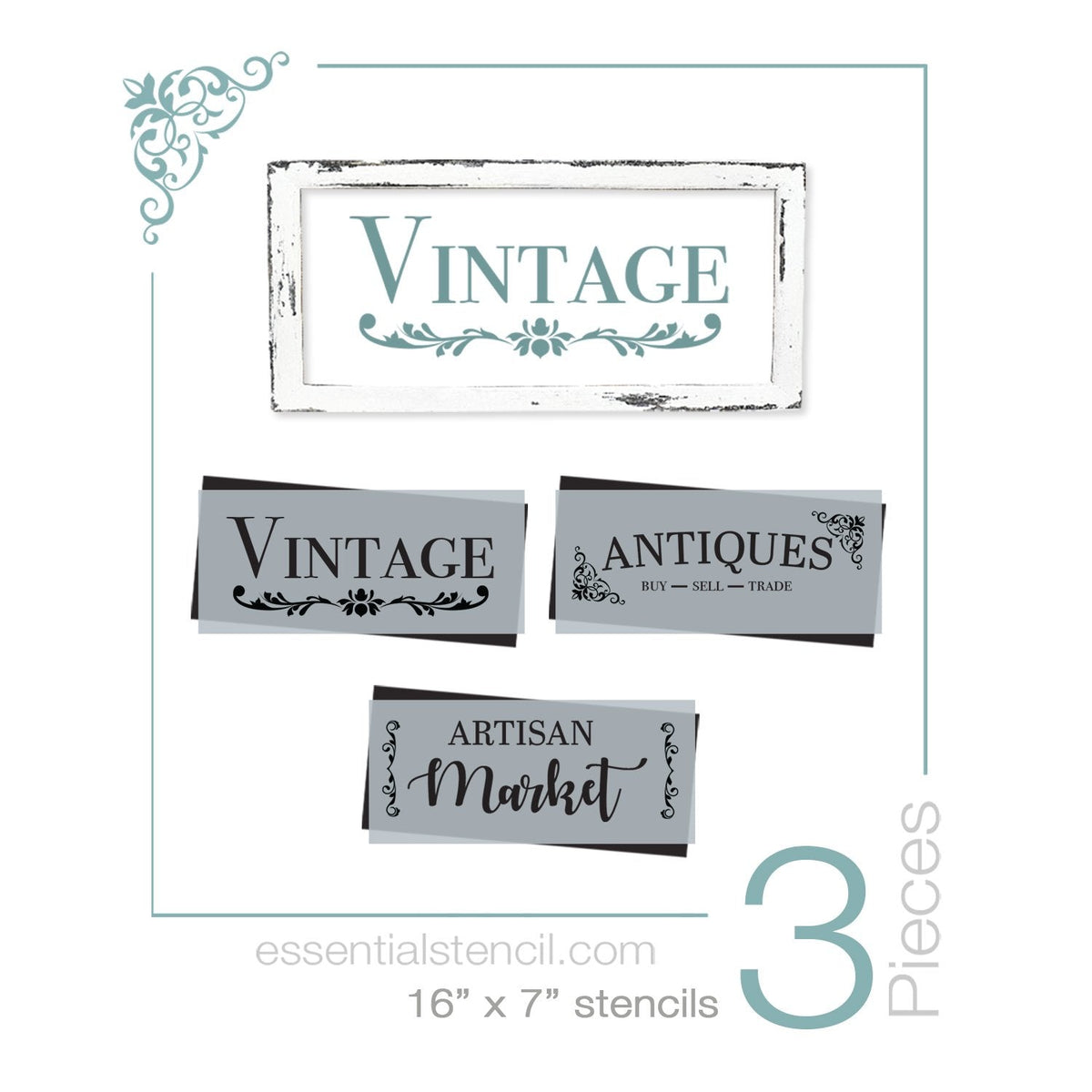 DIY reusable Vintage stencil, Antiques buy sell trade stencil, Artisan Market stencil