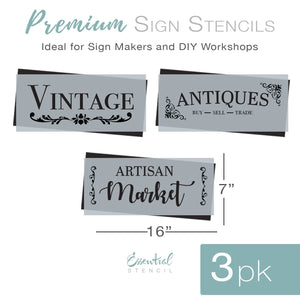 DIY reusable Vintage stencil, Antiques buy sell trade stencil, Artisan Market stencil