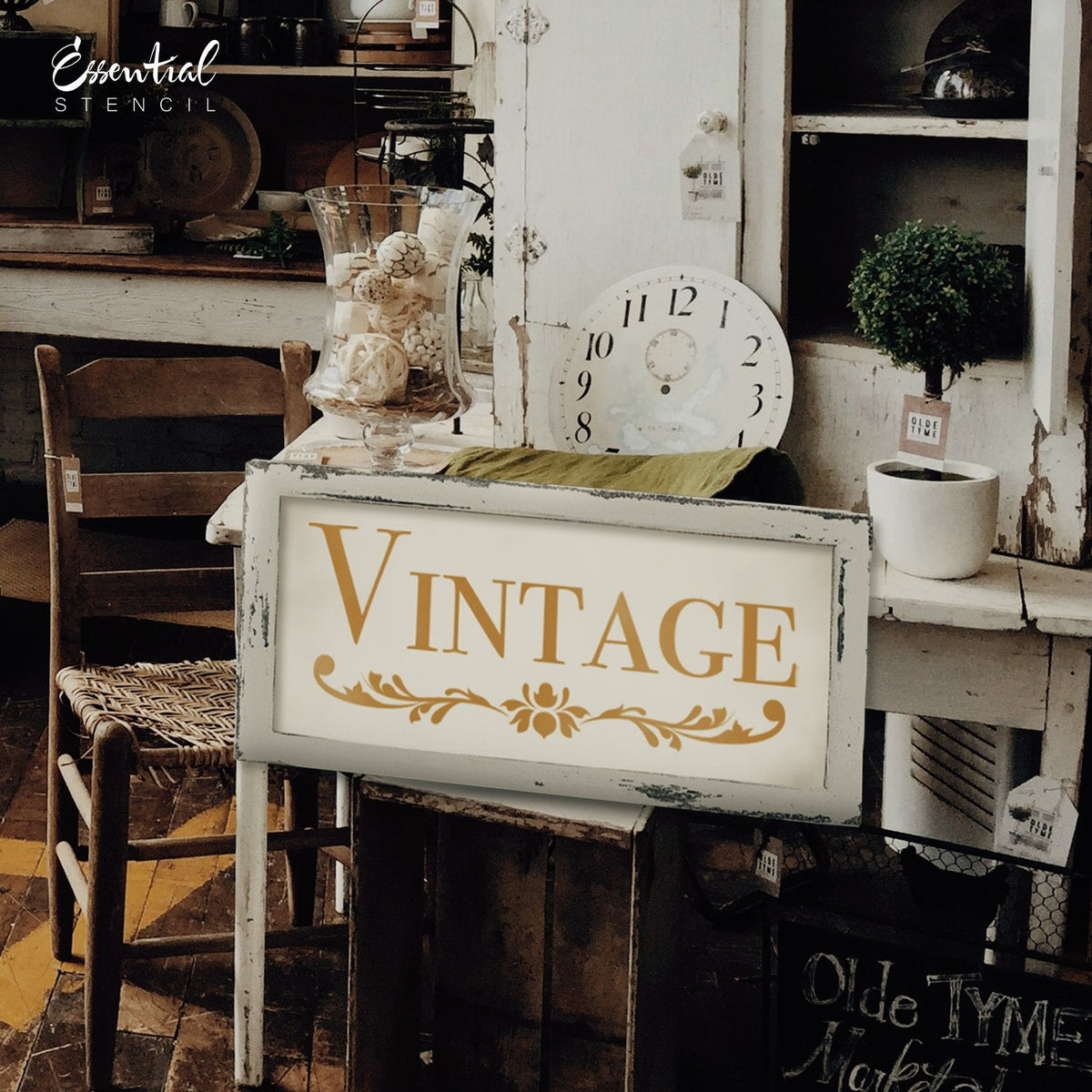 DIY reusable Vintage stencil, Antiques buy sell trade stencil, Artisan Market stencil