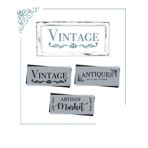Antiques Vintage Sign Stencil Set (3 Pack)