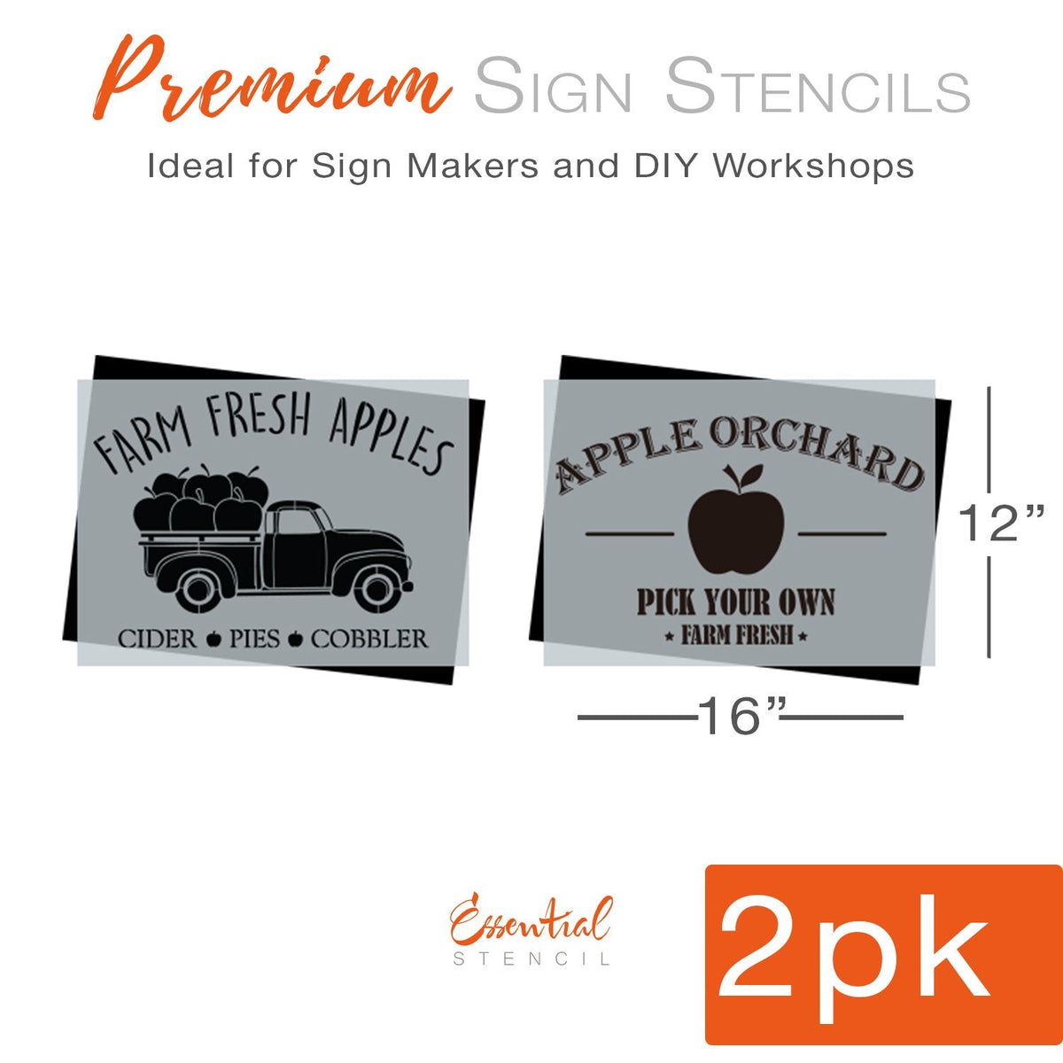 Apple Vintage Truck Stencil Set (2 Pack)-Fall-Essential Stencil