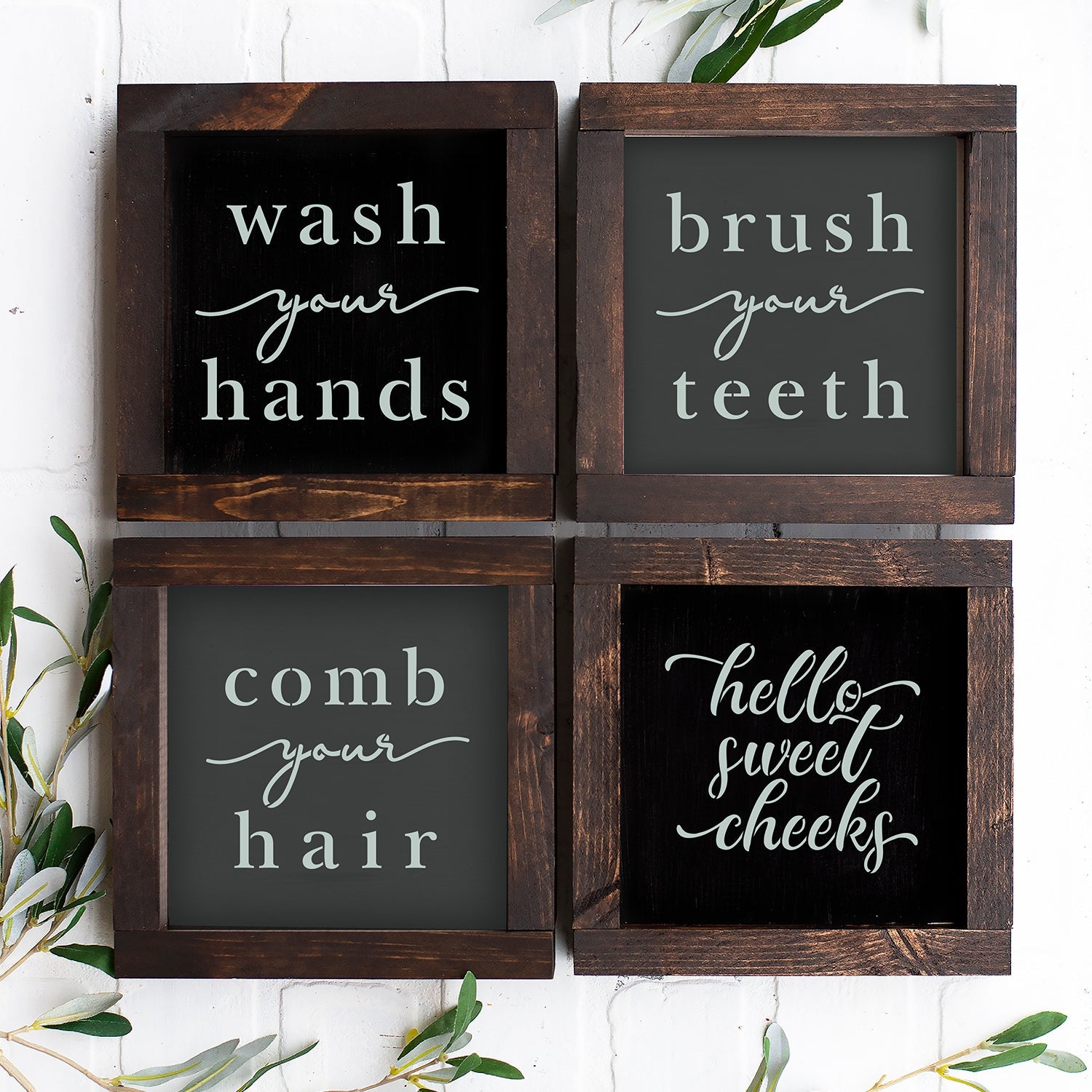 DGAGA Bathroom Stencils 4-Pack - Reusable Silk Screen Stencils For Chalk Paint On Wood & Signs