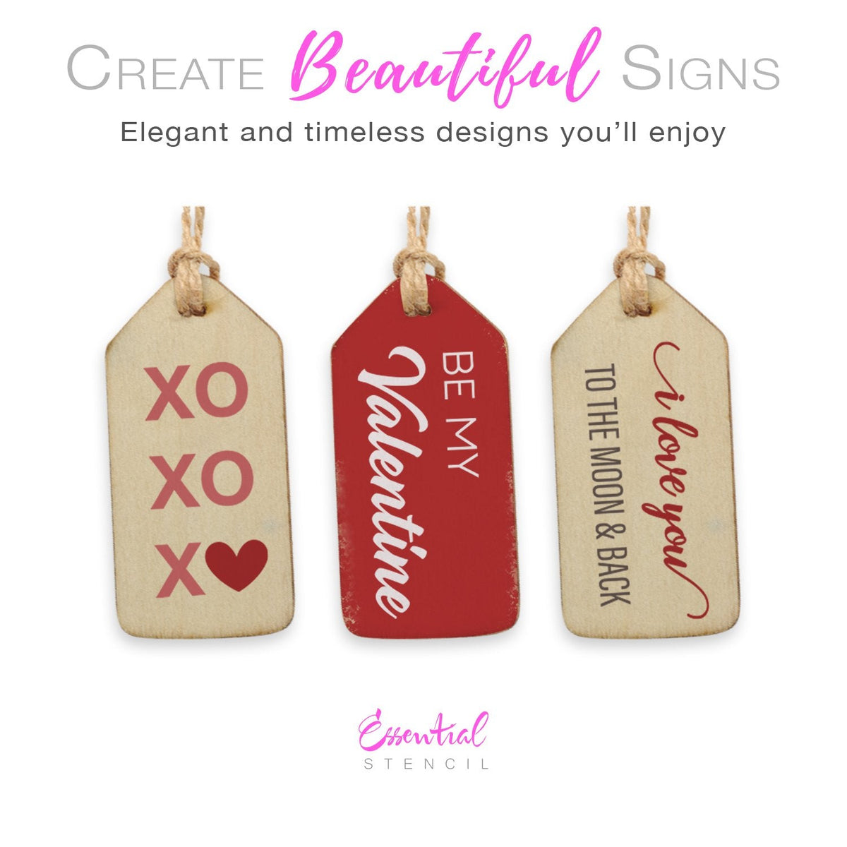 Be My Valentine Mini Tag Stencil Set (3 Pack)-Valentine-Essential Stencil