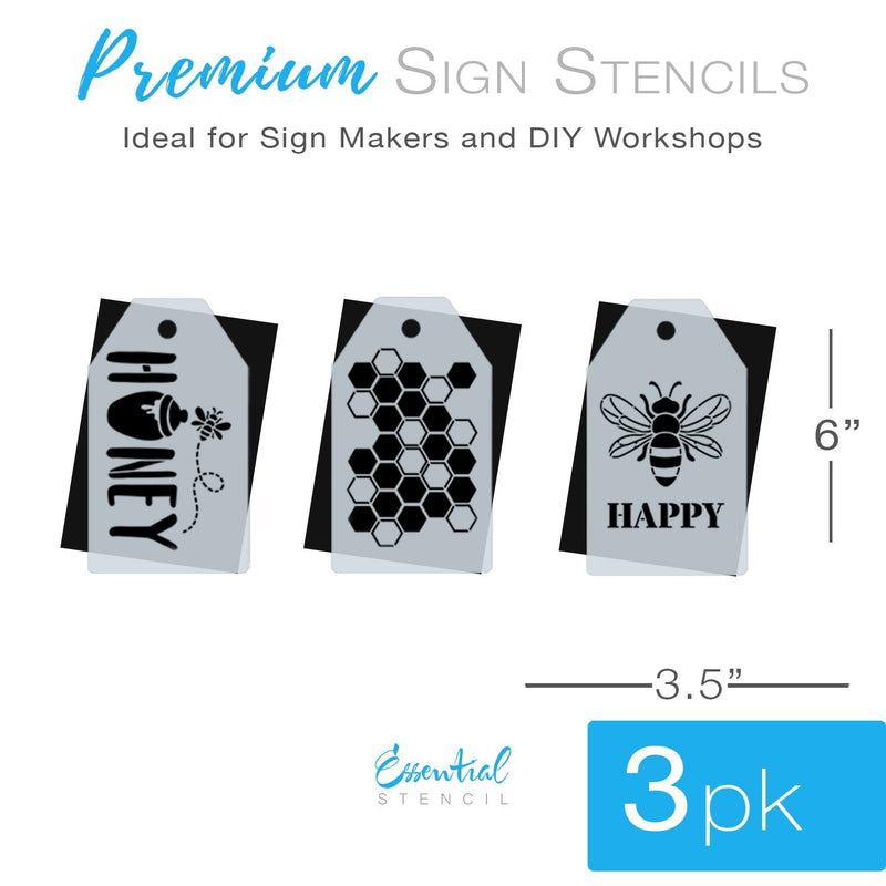 Reusable Mini Tag Stencils Bee Mini Tag Stencil Set (3Pk) Essential