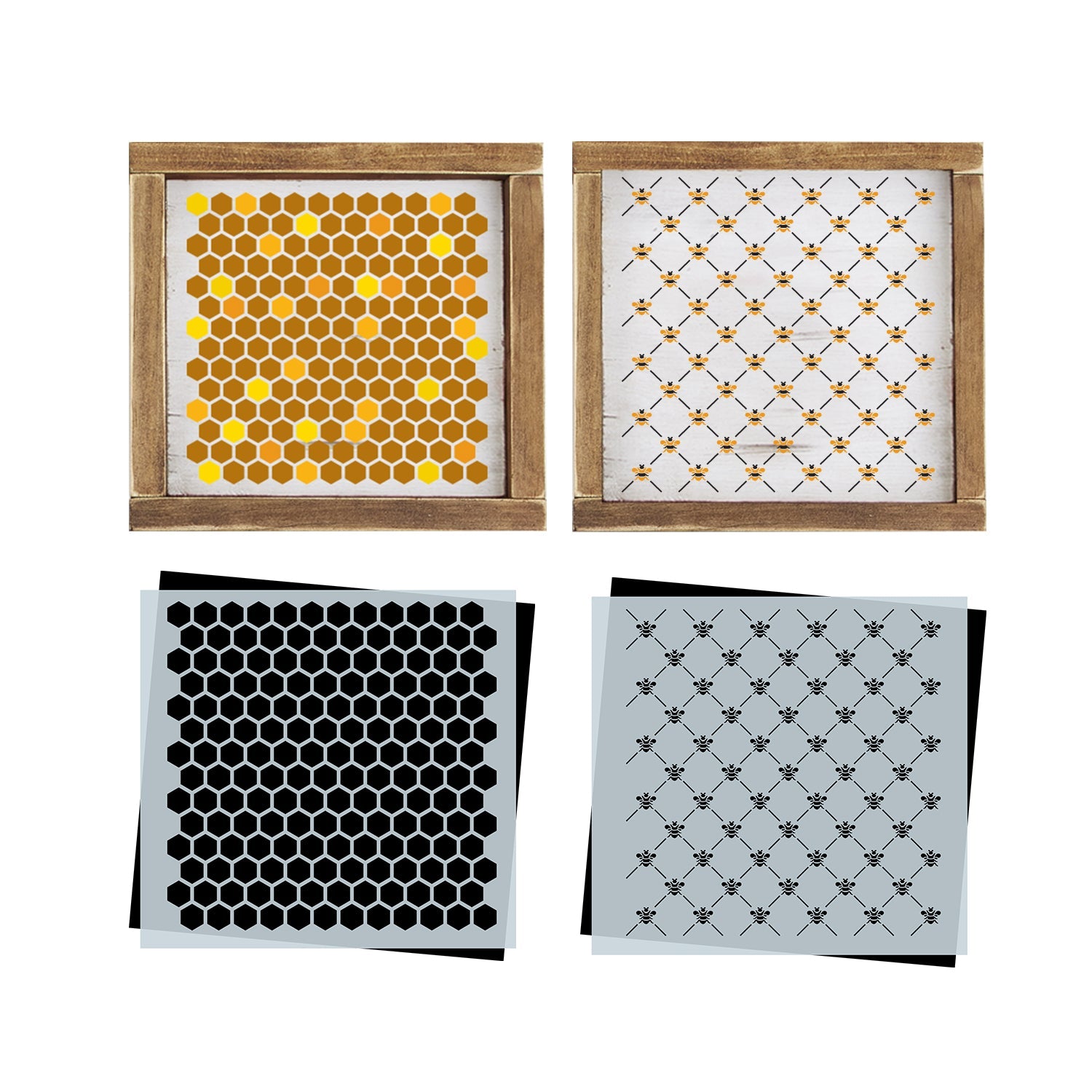Bee Trellis and Honeycomb Pattern (2 pack)-Spring-Essential Stencil