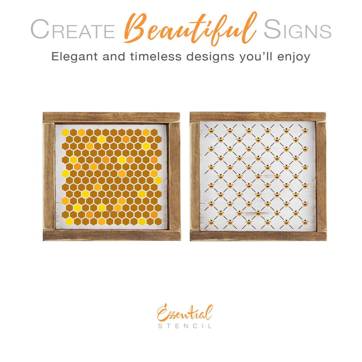 Bee Trellis and Honeycomb Pattern (2 pack)-Spring-Essential Stencil