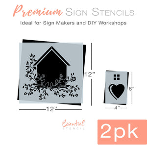 Bird House Sign Stencil Set (2 pack)-Spring-Essential Stencil
