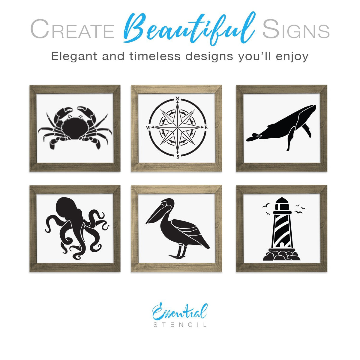 Reusable Mini Stencils | By the Sea Set (6 Pack) | Summer Collection ...