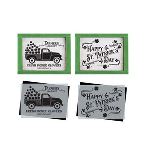 DIY reusable St. Patrick's Day vintage farmers market fresh picked clovers open daily wood sign truck stencil, Happy st patricks day wood sign stencil, clovers, diy home decor