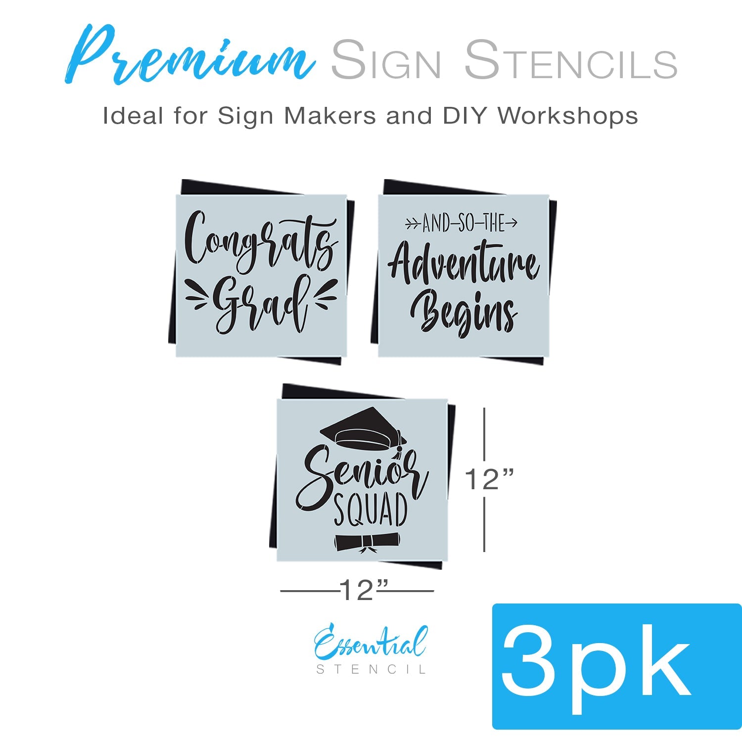Reusable Stencil Signs | Congrats Grad Stencil Set (3 Pack) - Essential ...