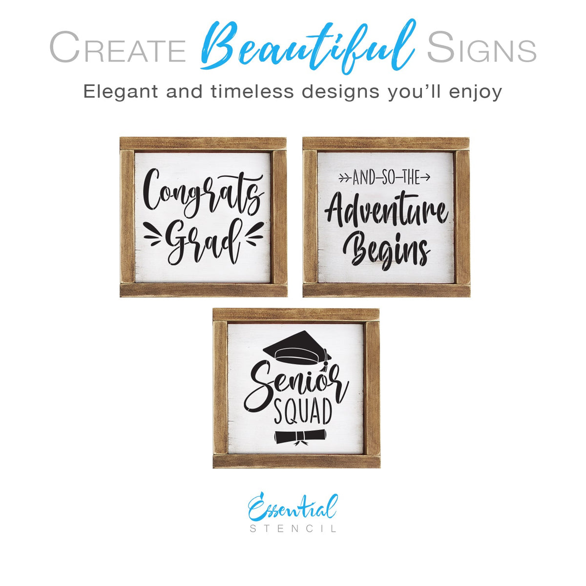 DIY reusable graduation wood sign stencil, graduation gift ideas, congrats grad stencil cutout , and so the adventure begins stencil , senior squad diploma, hat and tassel wood sign stencil