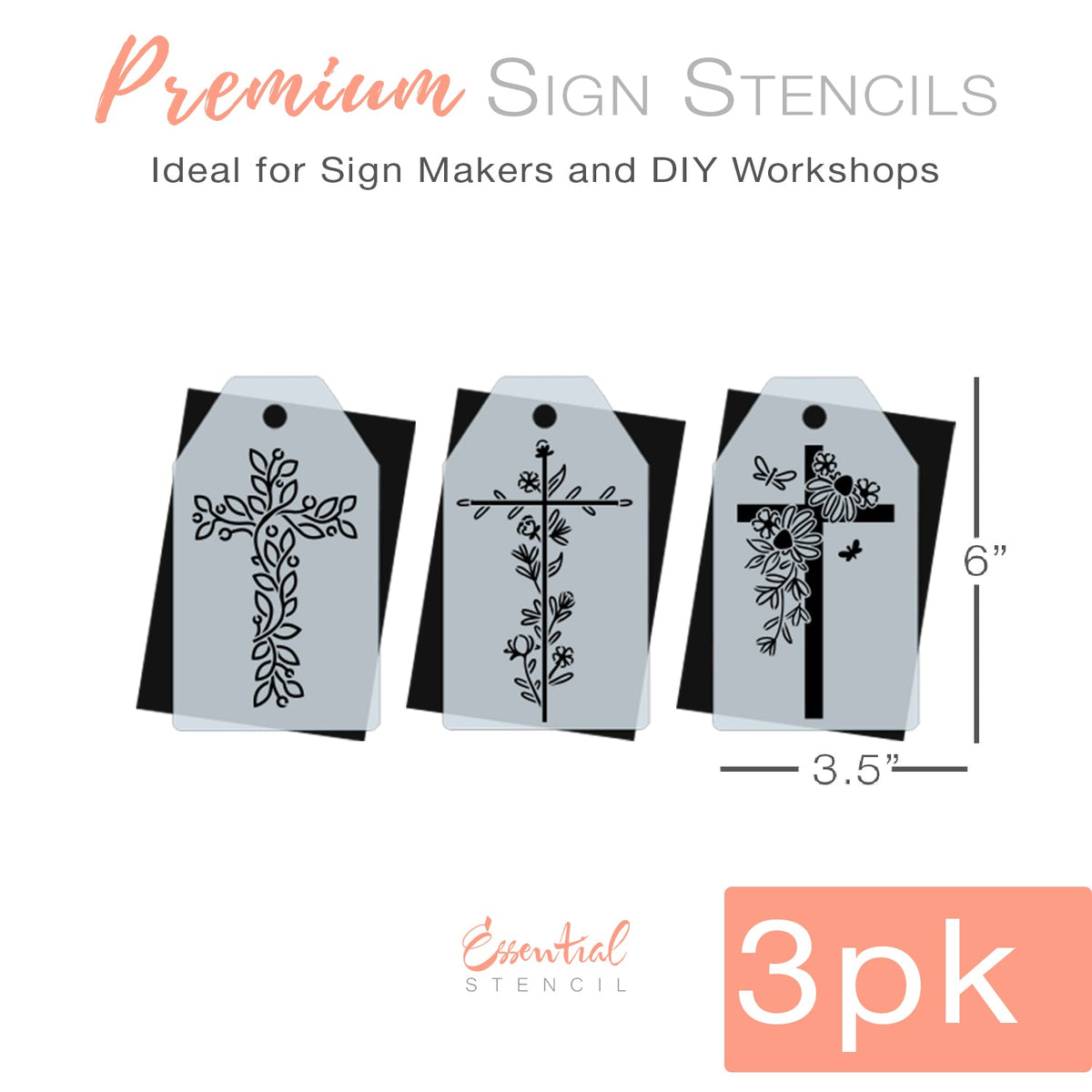 DIY reusable mini Christian floral cross stencils, Christian religion tiered tray home decor, abstract cross, Easter mini wood tags, Mini Easter faith wood signs, crosses for arts and crafts