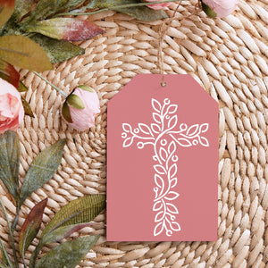 DIY reusable mini Christian floral cross stencils, Christian religion tiered tray home decor, abstract cross, Easter mini wood tags, Mini Easter faith wood signs, crosses for arts and crafts