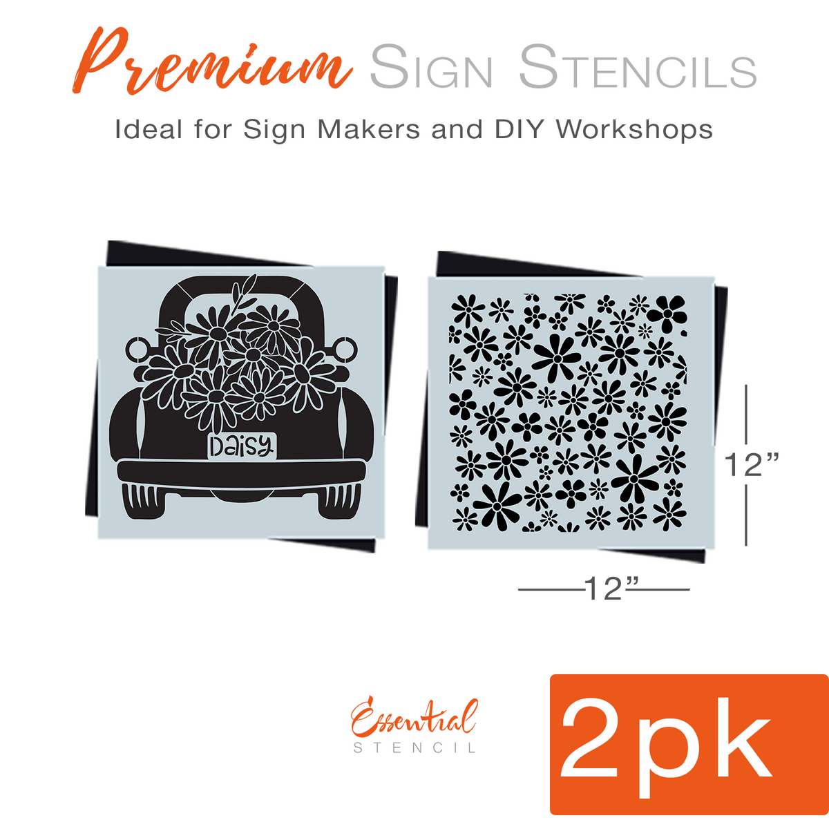 DIY reusable daisy vintage truck stencil, fall vintage truck template, daisy pattern stencil, daisy flowers stencil, vintage truck wood sign