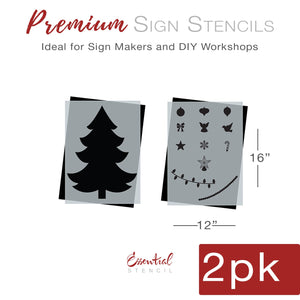 diy decorate a christmas tree layering wood sign stencils, diy christmas crafts, Christmas ornament, bow, angel, dove, candy cane, snowflake, star topper, lights stencils, Christmas tree craft ideas, Christmas tree silhouette stencil