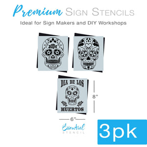 DIY reusable sign stencils, Dia de los muertos Sugar skulls, Sugarskull template, DIY Dia del los muertos fiesta decor
