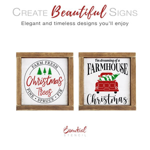 DIY reusable farmhouse Christmas stencils, DIY farm fresh Christmas trees pine spruce fir sign stencil, I'm dreaming of a farmhouse Christmas sign stencil, Vintage Christmas truck with snowy Christmas tree sign stencil, Vintage Christmas Truck template, diy christmas home decor