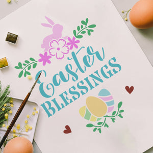 DIY reusable easter wood sign stencils, floral cross silhouette wood sign stencil, worthy is the lamb with lamb silhouette stencil, easter blessings wood sign stencil