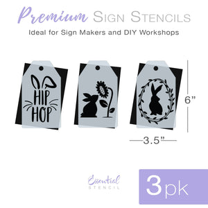 Reusable Easter Bunny Mini Tag Stencils Set (Spring Collection) Hip hop, bunny with sunflower, wreath bunny stencils