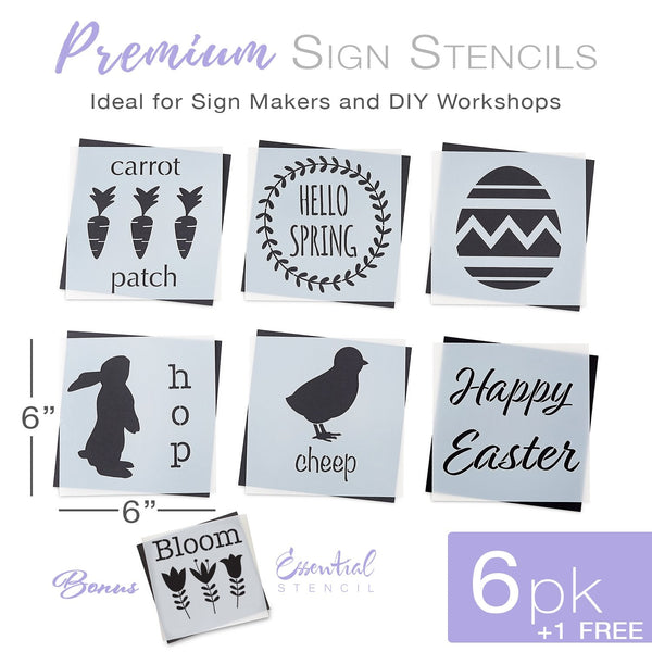 Reusable Spring and Easter Mini Wood Sign Stencils (6 Pack) - Essential  Stencil