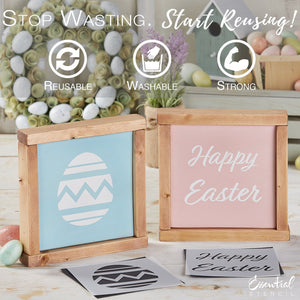 Easter egg silhouette stencil, Happy easter stencil | Reusable Spring and Easter Sign Stencils for painting wood signs | DIY Farmhouse Easter Decor