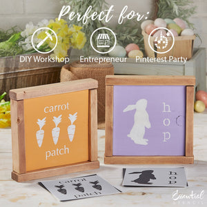 Carrot patch stencil, cute bunny stencil, hop stencil | Reusable Spring and Easter Sign Stencils for painting wood signs | DIY Farmhouse Easter Decor