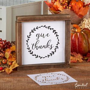 Give Thanks reusable sign stencil for painting on wood | DIY Fall Decor