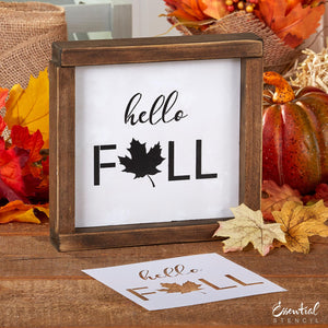 Hello Fall reusable sign stencil for painting on wood | DIY Fall Decor