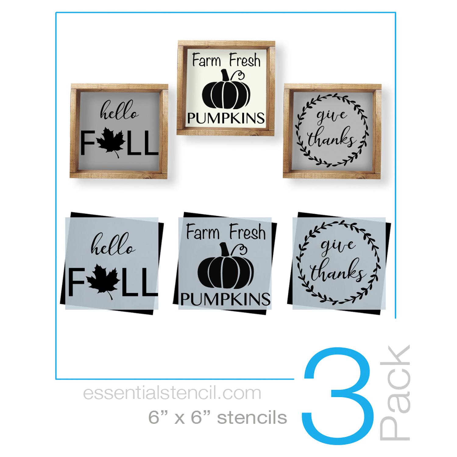 Simple Fall Stencils for Wood Signs - Mini Size (3 Pack