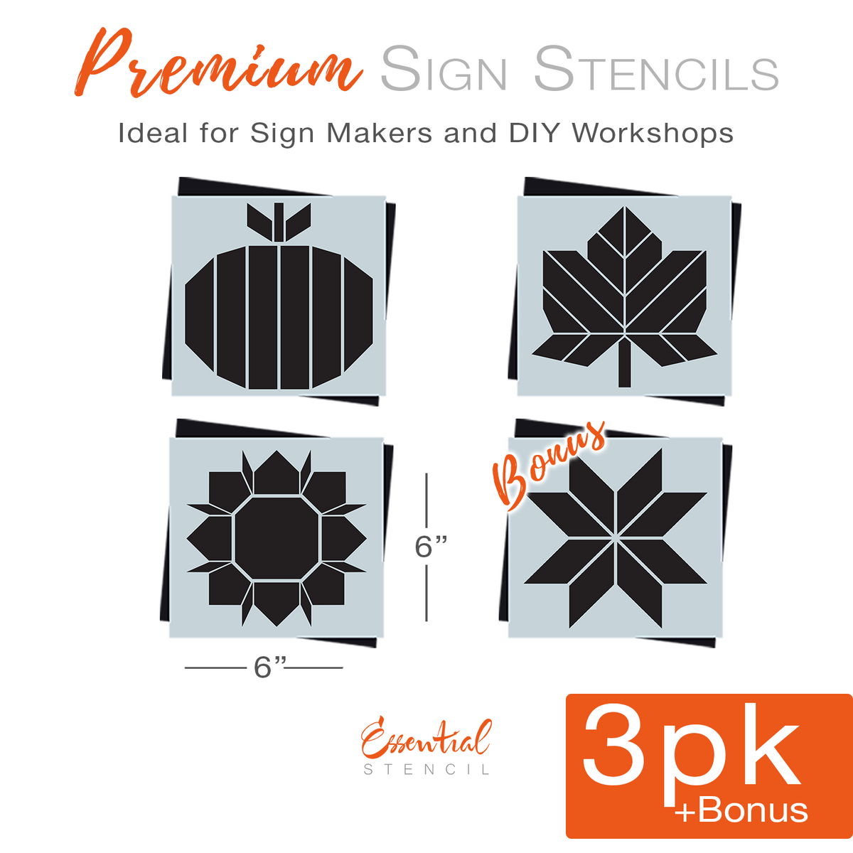DIY reusable fall quilt square stencil, quilt stencils, pumpkin quilt template stencil, maple leaf quilt stencil for painting wood sign, sunflower quilt stencil, 8 point star quilt stencils, quilt templates, journal stencils
