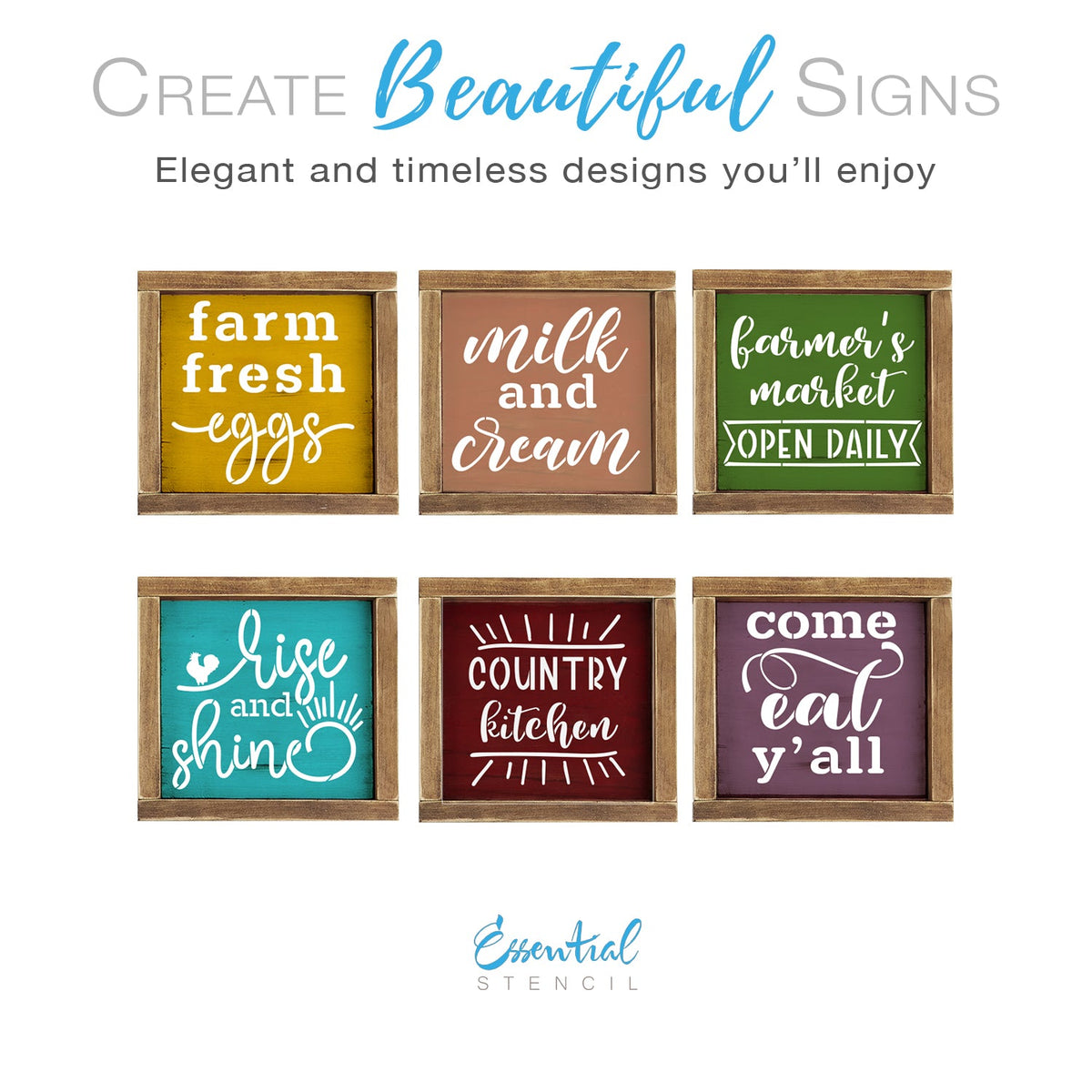 Farm Fresh Mini Sign Stencils (6 Pack)-Kitchen-Essential Stencil