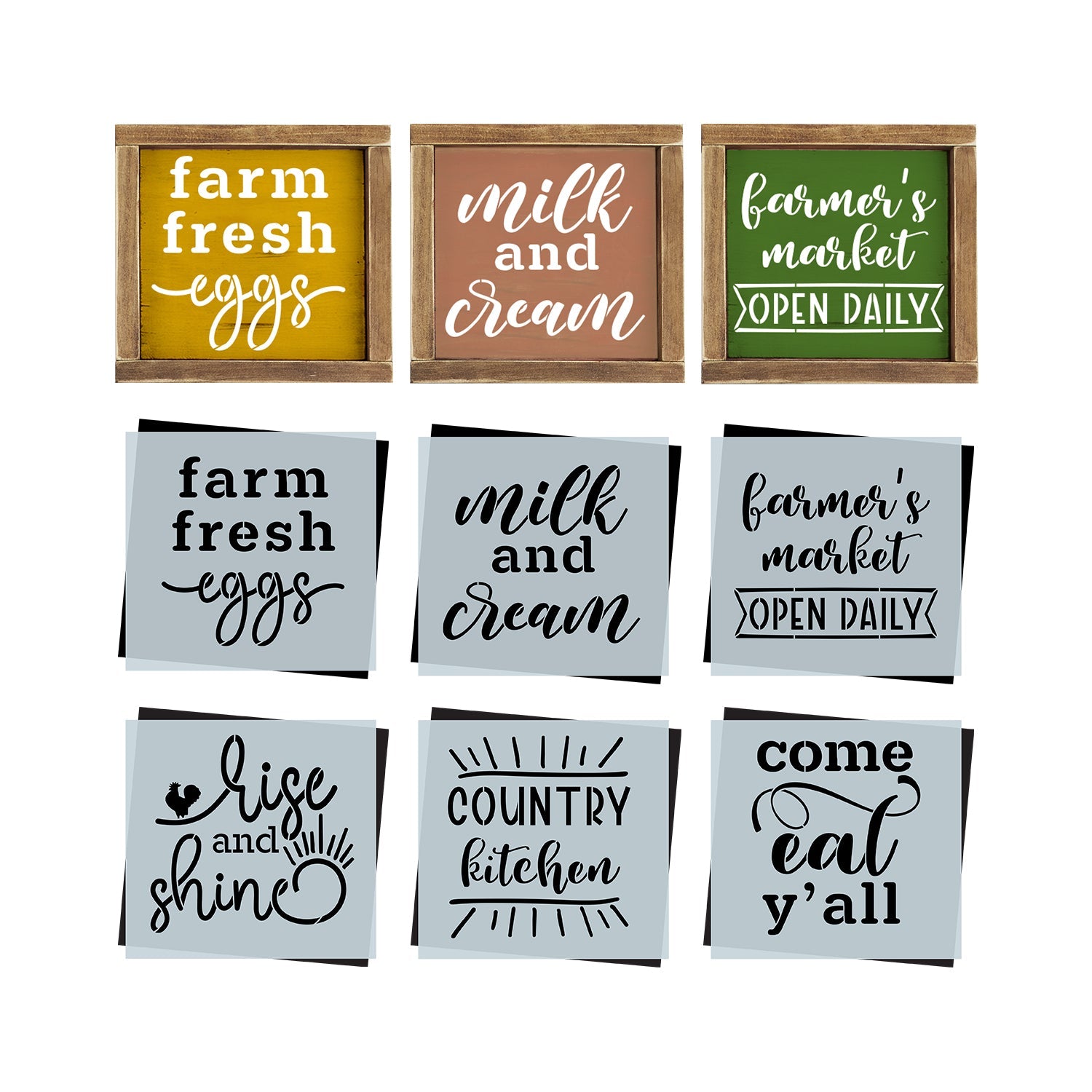 Farm Fresh Mini Sign Stencils (6 Pack)-Kitchen-Essential Stencil