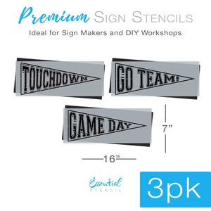 Football Pennants Sign Stencils (3 Pack)-Sports-Essential Stencil