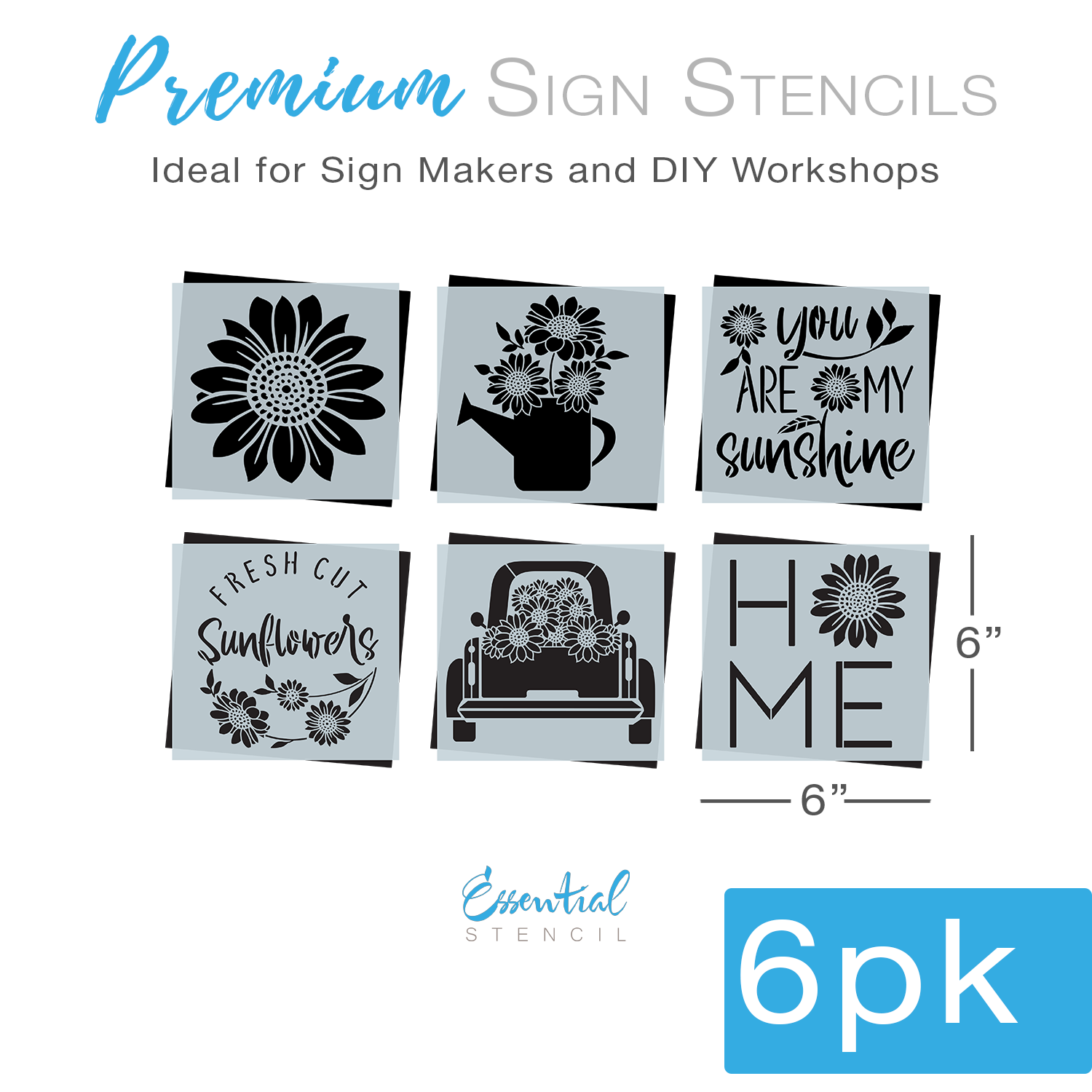Reusable Fresh Cut Sunflowers Mini Sign Stencils (6 Pack) - Essential ...