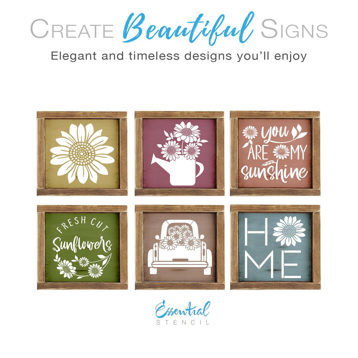 Fresh Cut Sunflowers Mini Sign Stencils (6 Pack)-Sunflowers-Essential Stencil