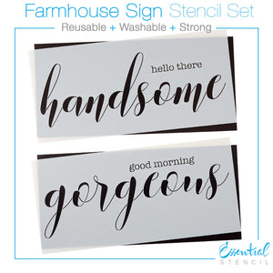 Good Morning Gorgeous + Hello There Handsome Stencil Set-Essential Stencil
