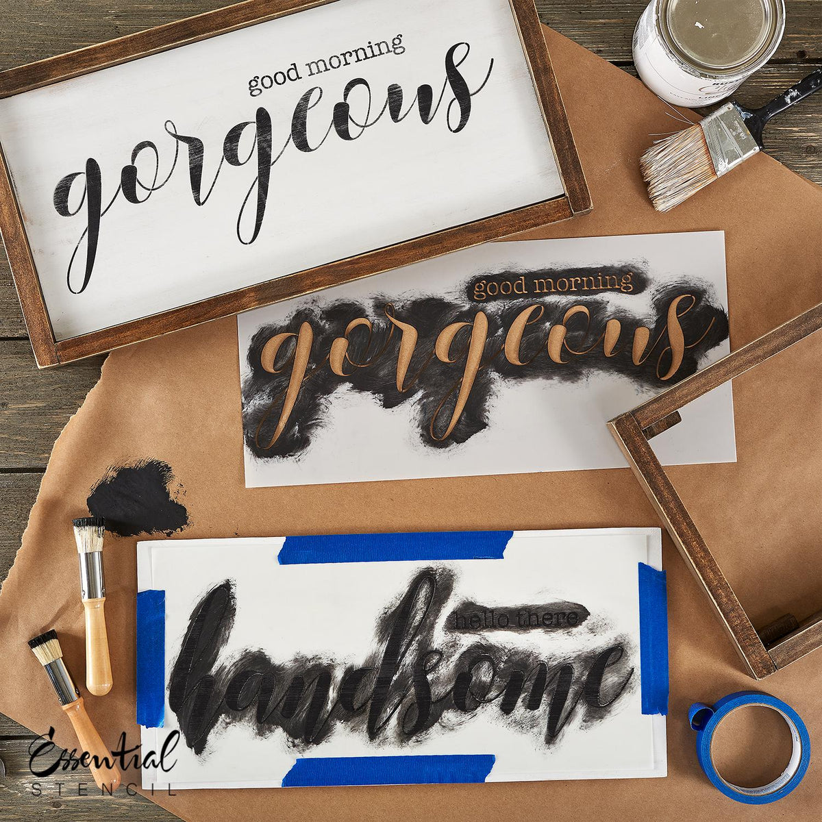 Good Morning Gorgeous + Hello There Handsome Stencil Set-Essential Stencil